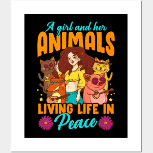 A Girl And Her Animals Living Life In Peace Posters and Art